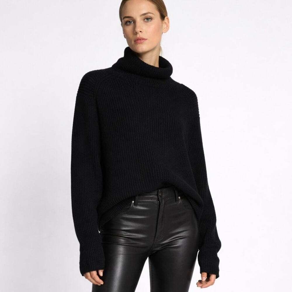 Rag & Bone 100% Cashmere Ribbed Turtleneck Sweater in Black size Small